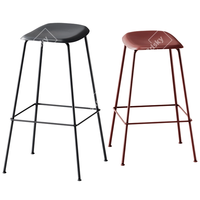 Minimalist Muuto Fiber Bar Stool 3D model image 2