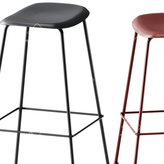 Minimalist Muuto Fiber Bar Stool 3D model image 4