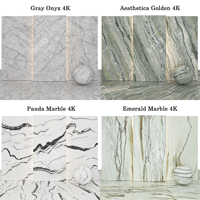 Luxury Marble Texture Collection 3D model image 2