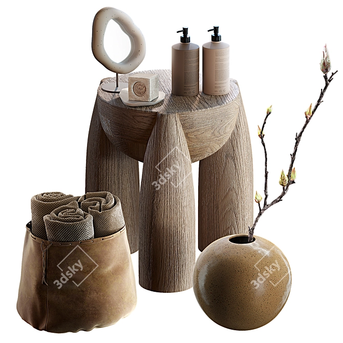 Spring Branch Bathroom Decor Set 3D model image 1