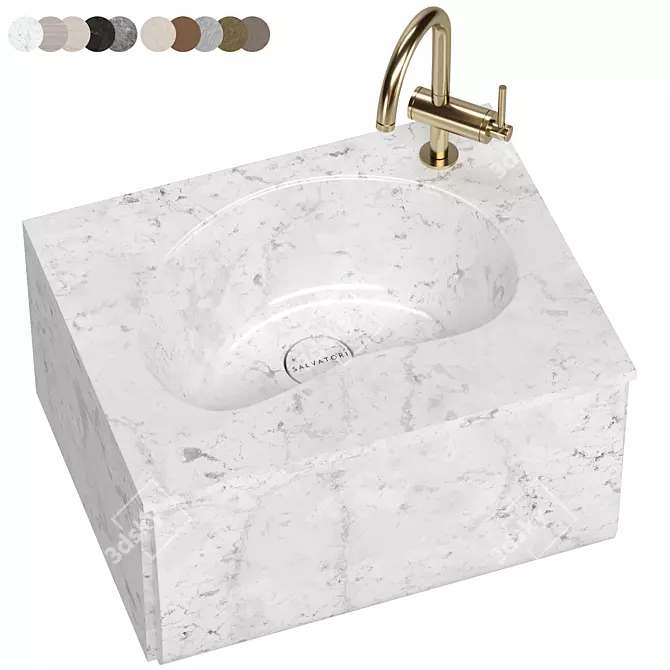 Luxury Washbasin Set with Grohe Faucet 3D model image 2