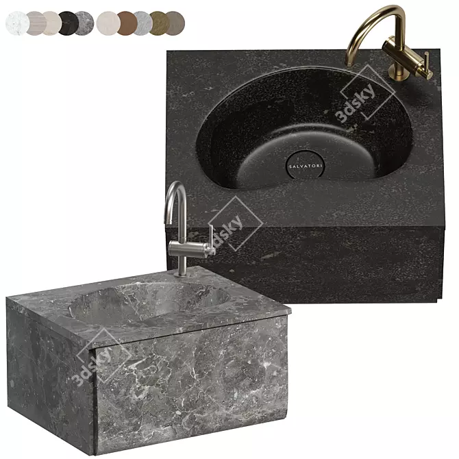 Luxury Washbasin Set with Grohe Faucet 3D model image 4