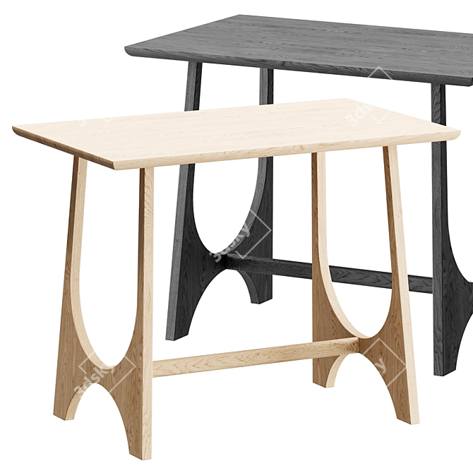  Industrial Wood Console Table 3D model image 1