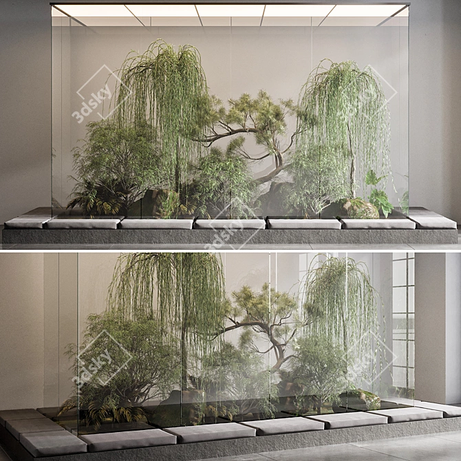  Glass-Encased Bonsai and Grass 3D model image 2