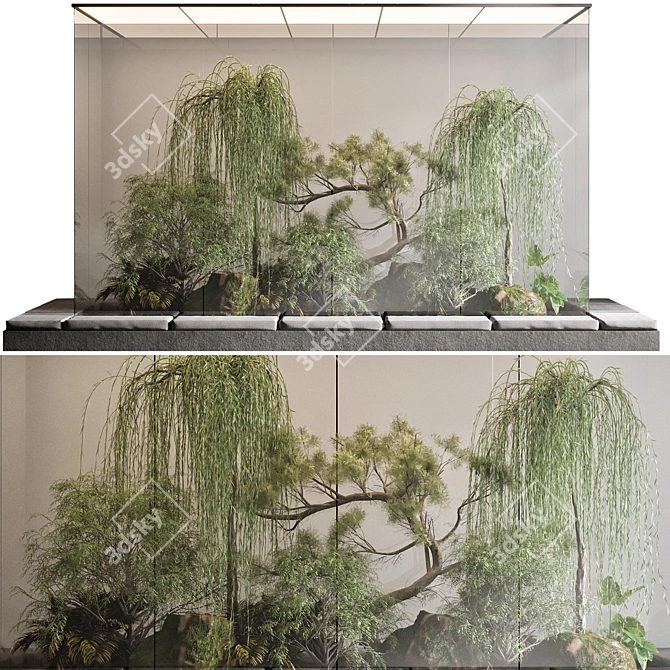  Glass-Encased Bonsai and Grass 3D model image 3