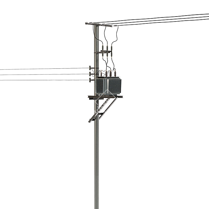 Electric Pole 3D Model Obj 3D model image 5