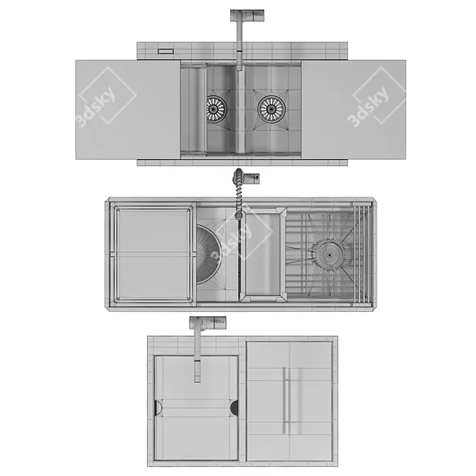  Ruvati Triple Sink Set 3D model image 7