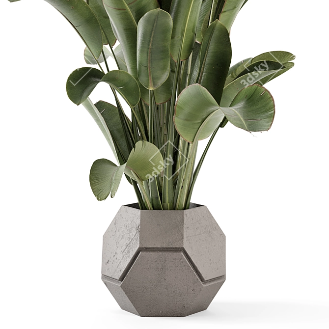 Handmade Stone Pot Indoor Plants 3D model image 3