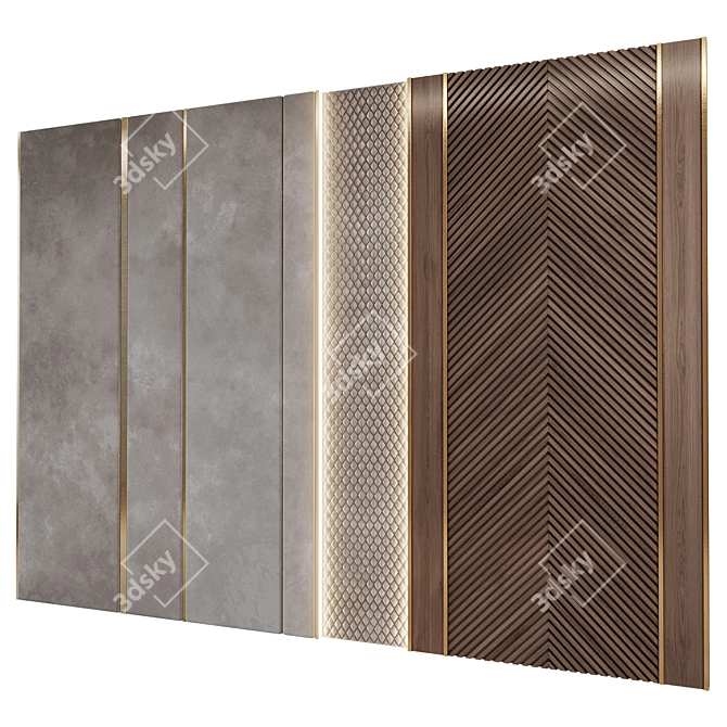 Modern 3D Wall Panel Decor 3D model image 2