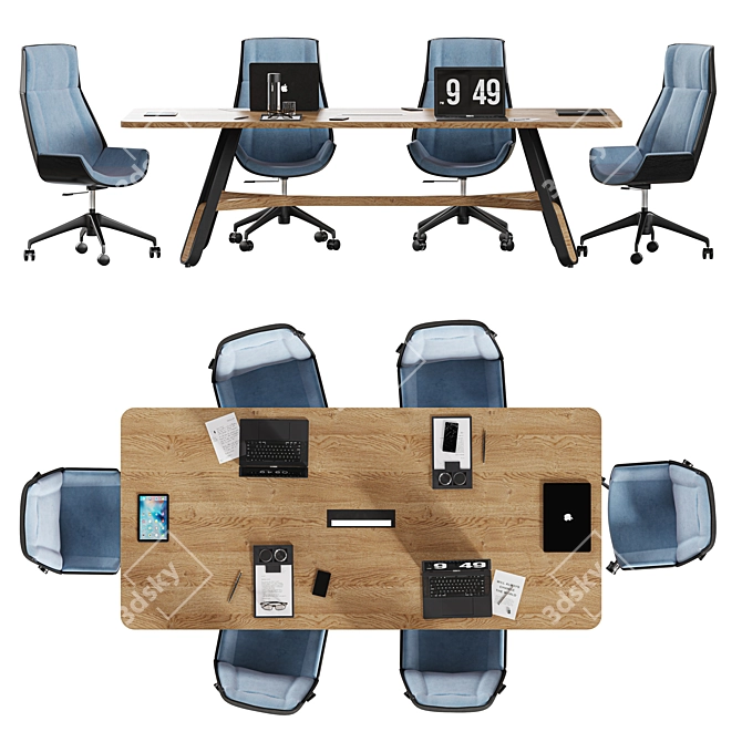 Modern Minimalistic Meeting Table 3D model image 4