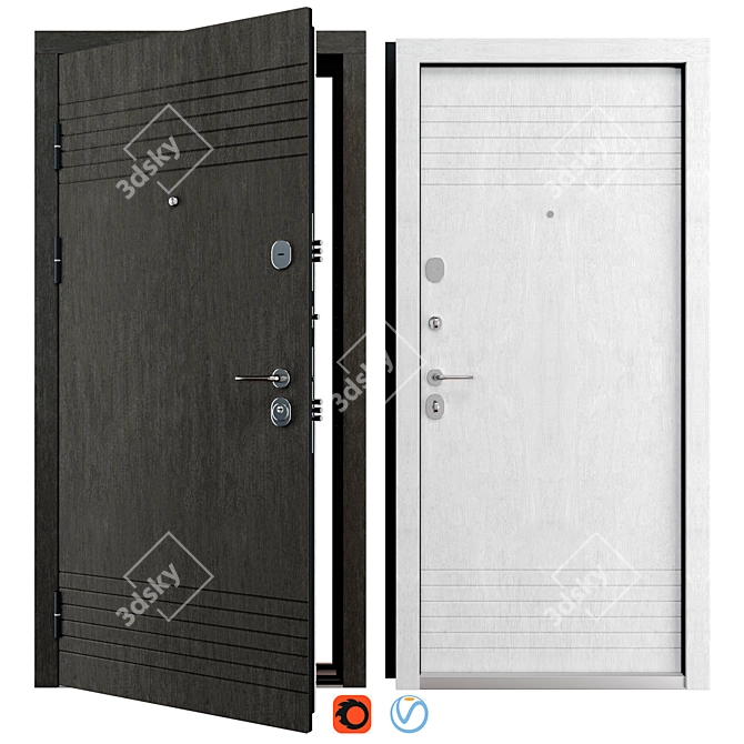 Fort Duet Metal Entry Door 3D model image 1