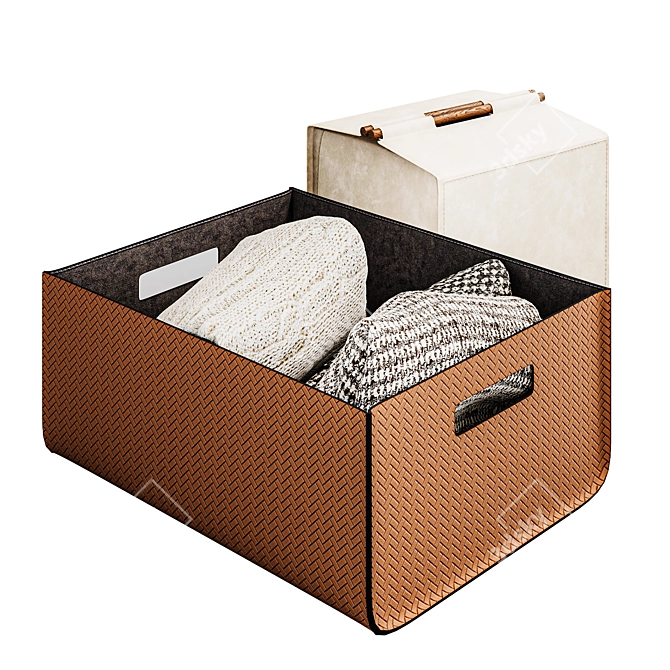 Woven Clothes Storage Basket Set 3D model image 4