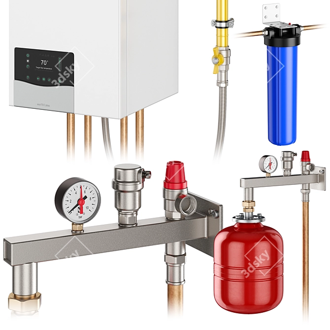 Complete Heating System Bundle 3D model image 2