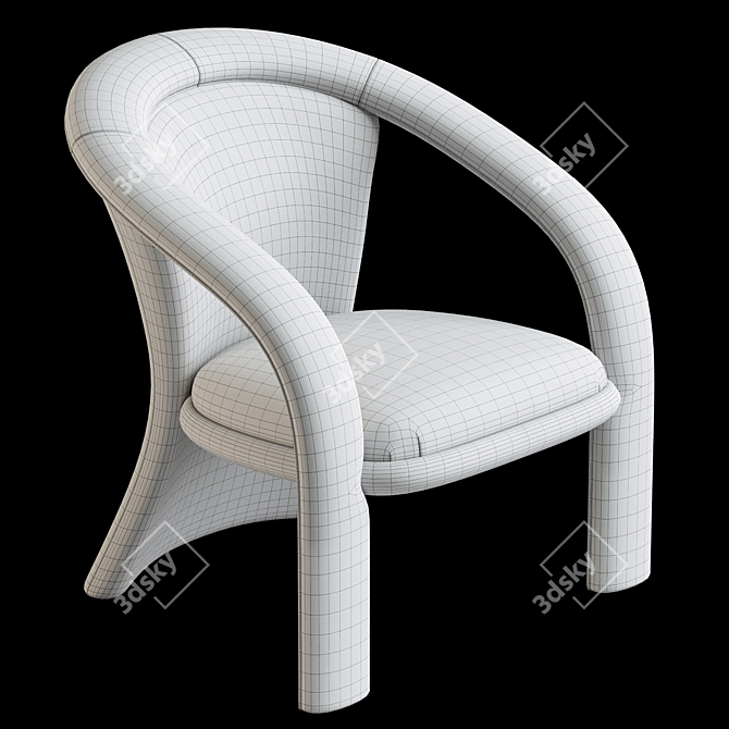 Sculptural Green Velvet Armchair 3D model image 6