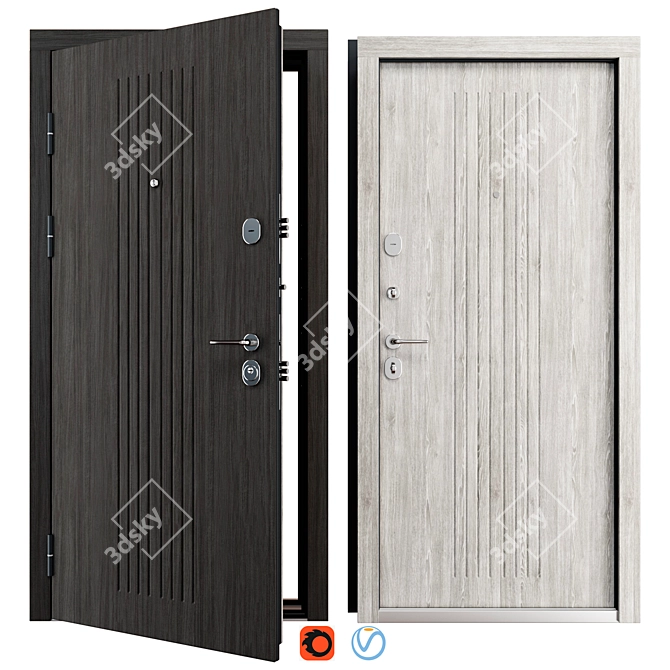 Metal Entry Door Line Fort 3D model image 1