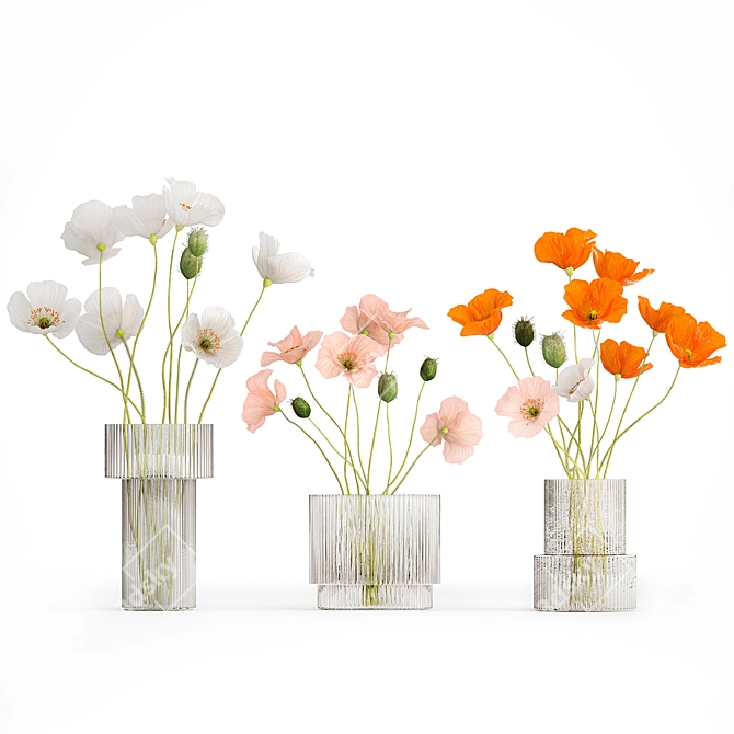 Modern Glass Vase Bouquet 3D model image 5