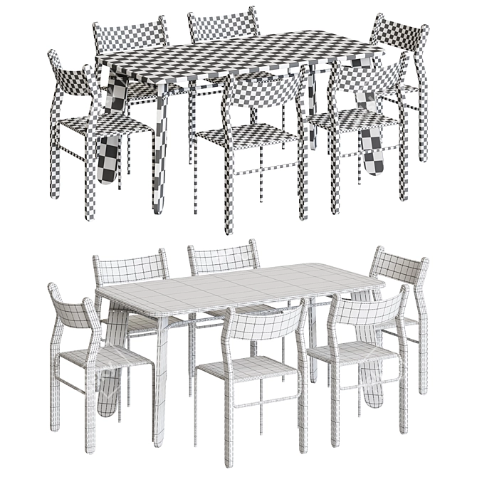 Modern Qullar Tashlar Table Set 3D model image 7