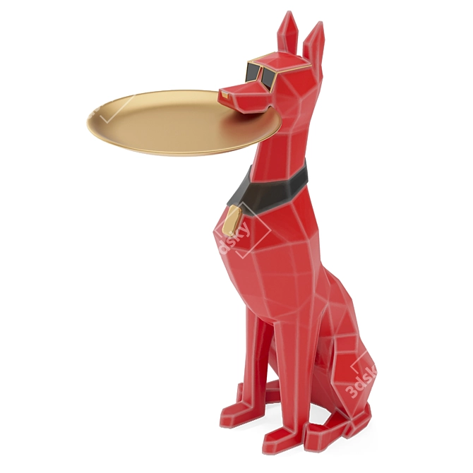 Doberman Server Dog Statue 3D Model 3D model image 2