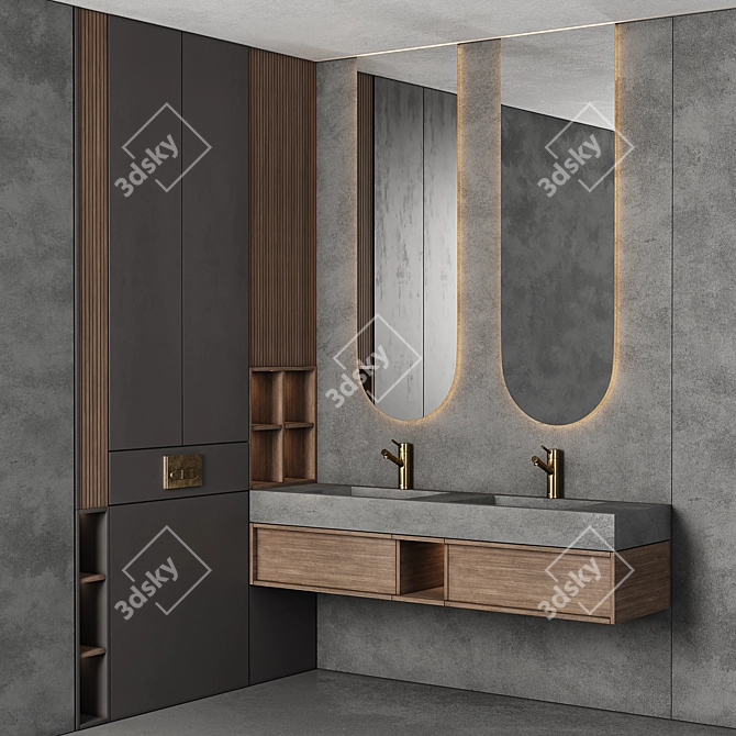 Modern Bathroom Furniture Set in 3D 3D model image 4