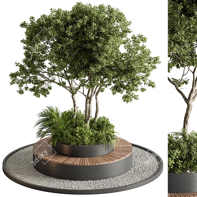 Cityscape Oasis Bench Plant Display 3D model image 2