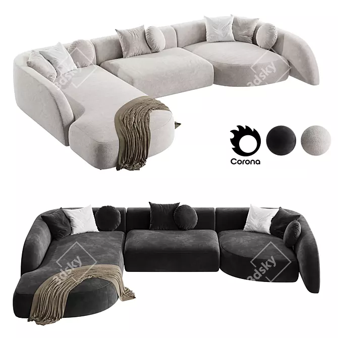 Modern Freya Sectional Sofa Home 3D model image 1