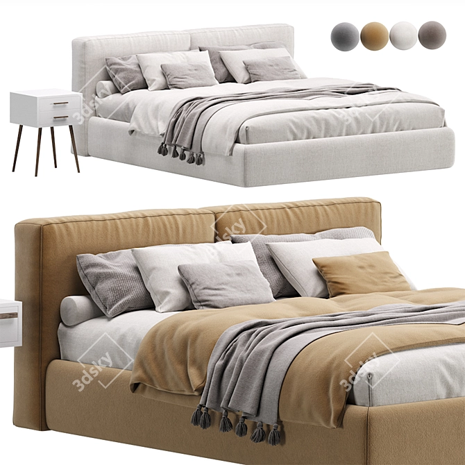 Velvet Smoke Foster Bed 180 3D model image 1