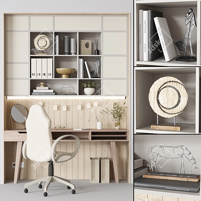 Modern Office Furniture Set Quads 3D model image 1