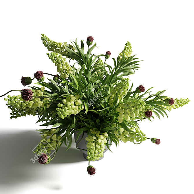 Title: Emerald Persica Bouquet Grey Vase 3D model image 5