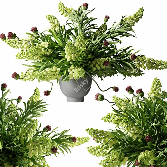Title: Emerald Persica Bouquet Grey Vase 3D model image 1