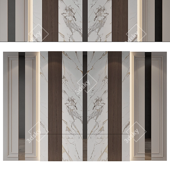 Modern Wood Marble Gypsum Panels 3D model image 1