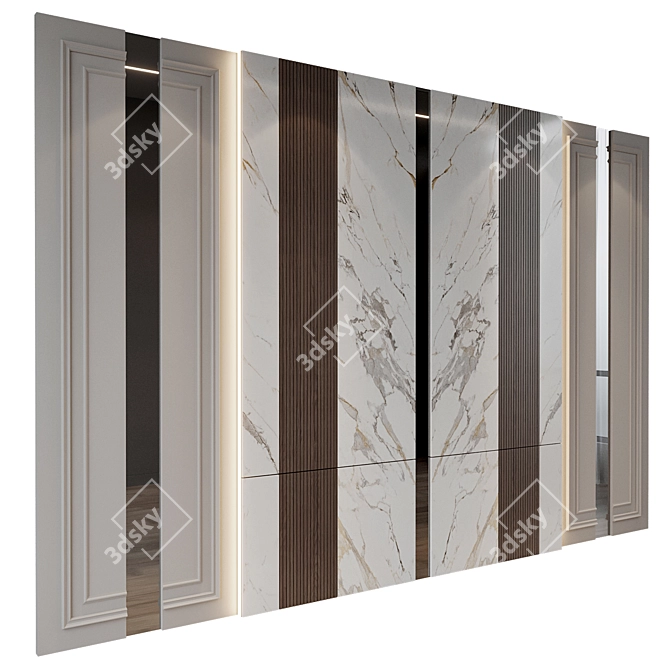 Modern Wood Marble Gypsum Panels 3D model image 2