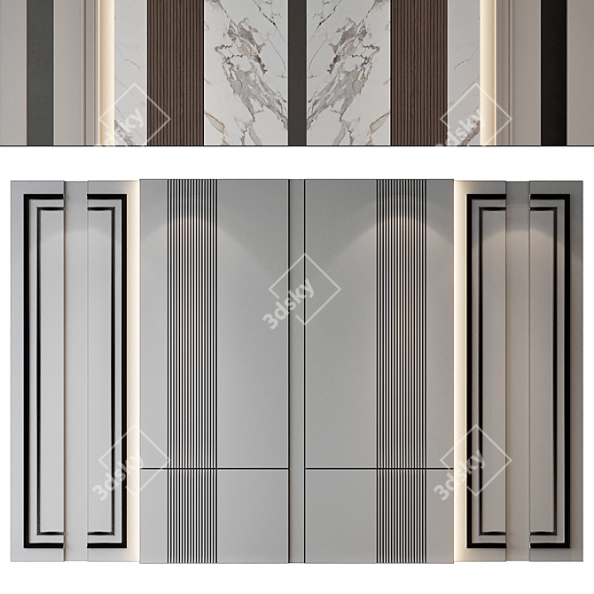 Modern Wood Marble Gypsum Panels 3D model image 3