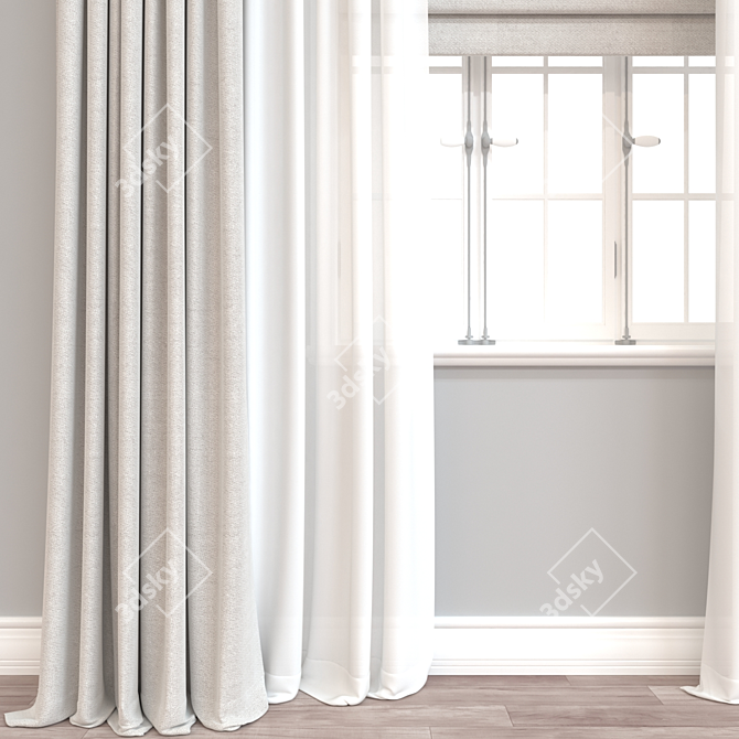 3D Curtain Model, 110952 Polygons 3D model image 2