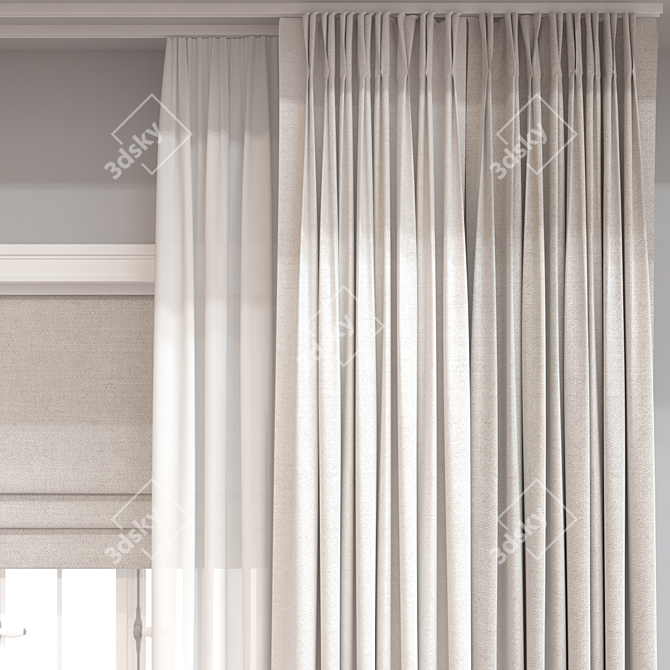 3D Curtain Model, 110952 Polygons 3D model image 3