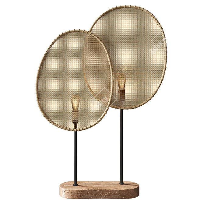 Japanese Rattan Wind Floor Lamp 3D model image 1