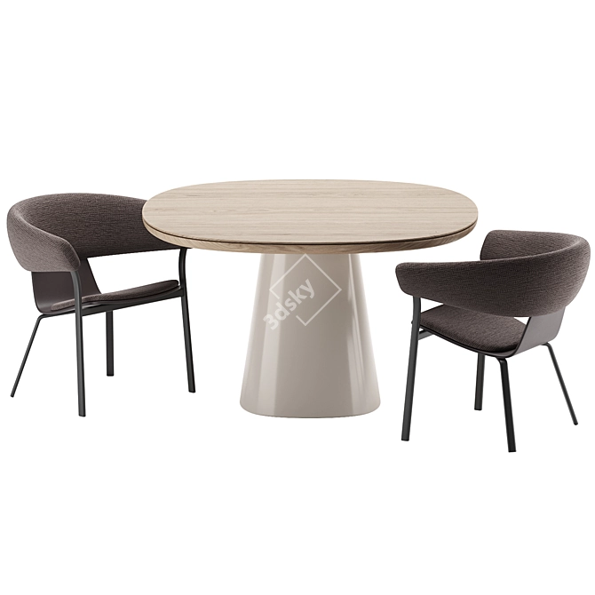 Modern Elegance Duo: ATAL Lounge Chair & LUR Table 3D model image 3