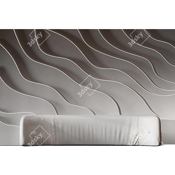 Curved Wave Headboard with Light 3D model image 10