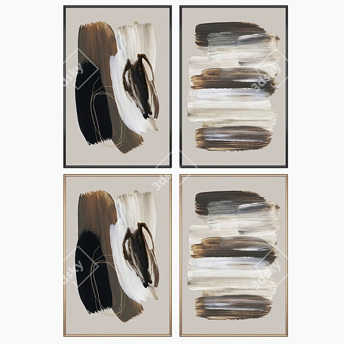 Duo Artwork Set with Frames 3D model image 2