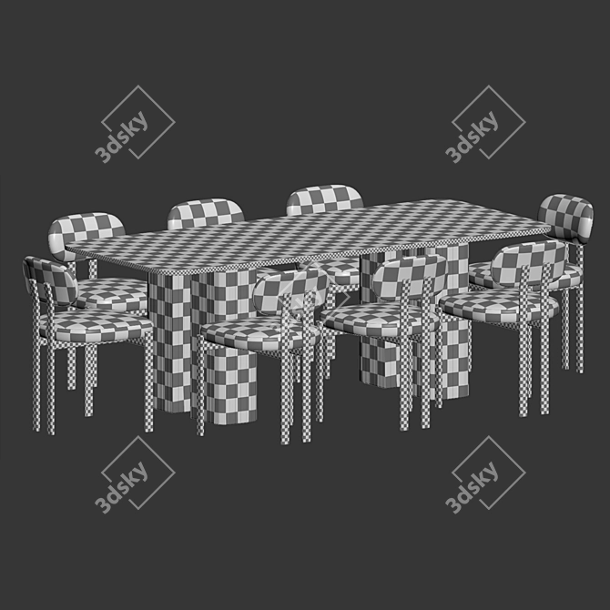 Elegant Dining Set with Franka Casa Blanco Chairs 3D model image 6