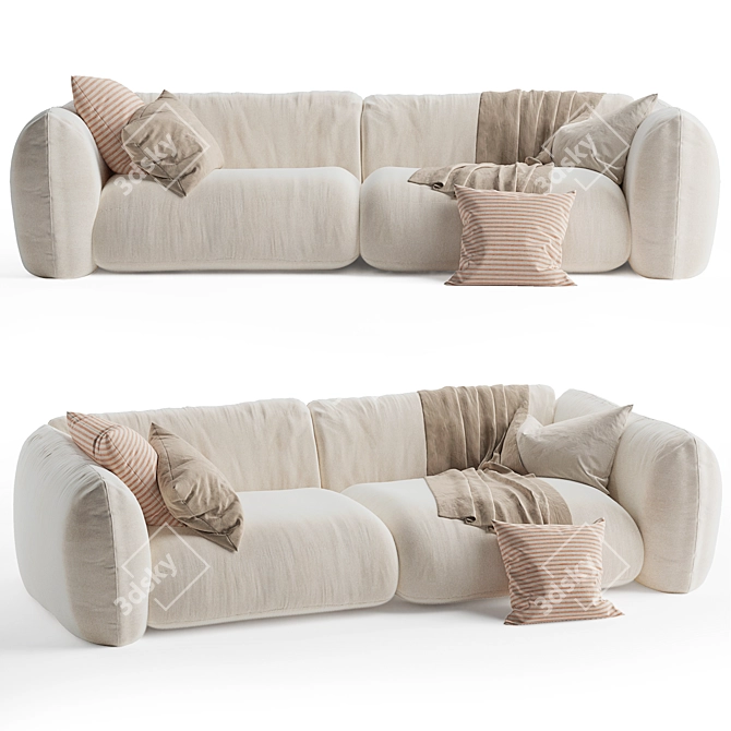 Scandinavian Style 2 Seater Sofa 3D model image 1