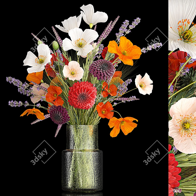 Spring Field Flowers Bouquet Display 3D model image 1