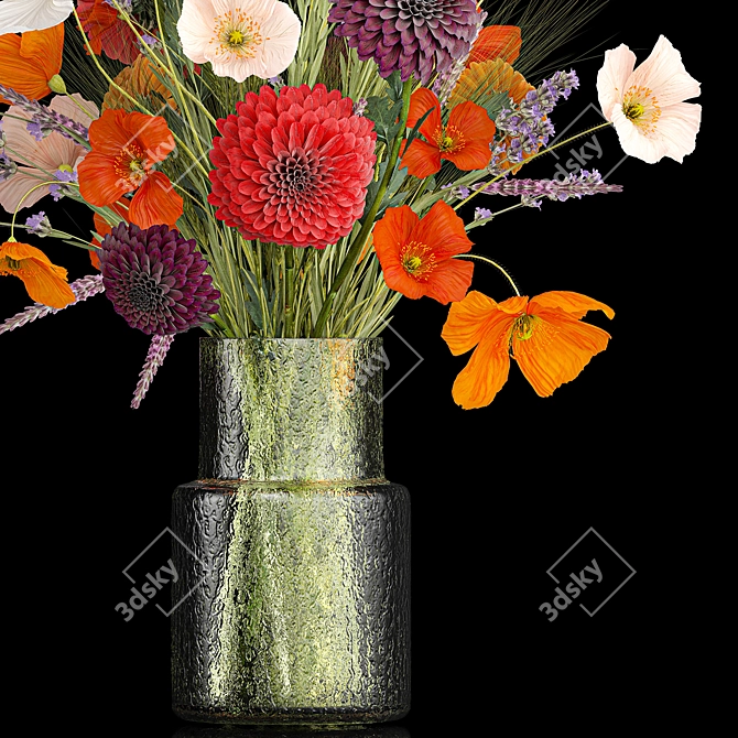 Spring Field Flowers Bouquet Display 3D model image 3