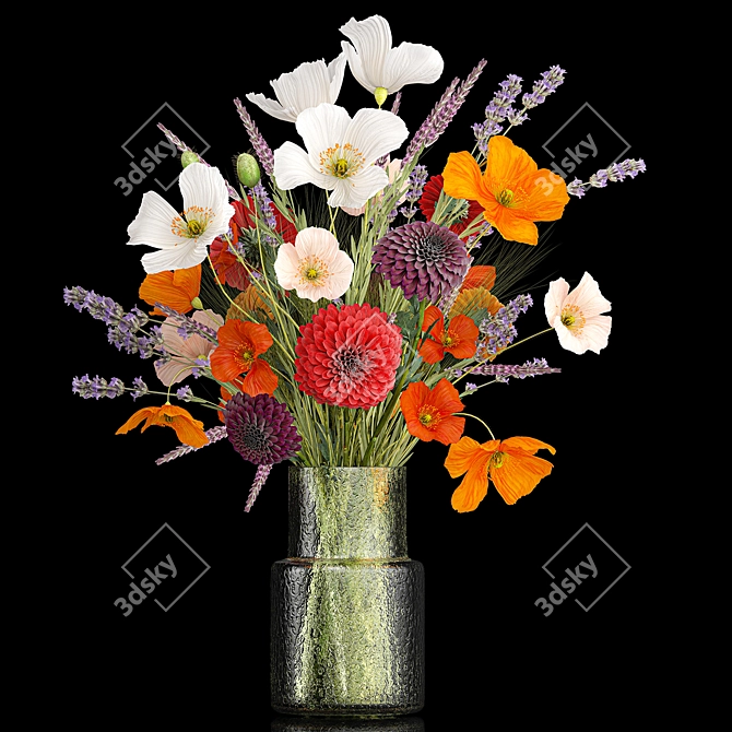 Spring Field Flowers Bouquet Display 3D model image 5