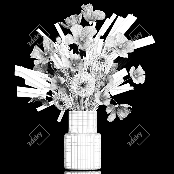 Spring Field Flowers Bouquet Display 3D model image 7