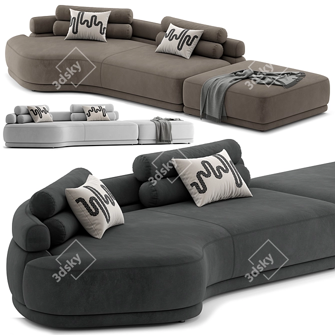 Velvet Etna Sofa 3 Colors 3D model image 1