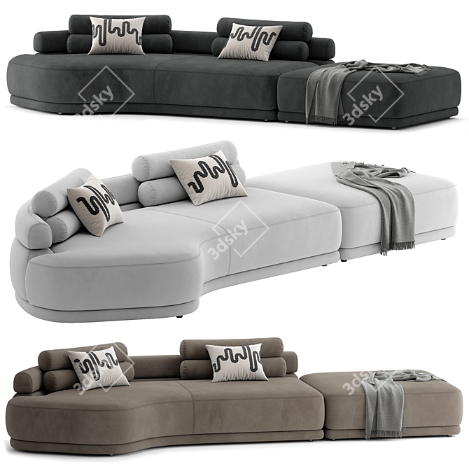 Velvet Etna Sofa 3 Colors 3D model image 9