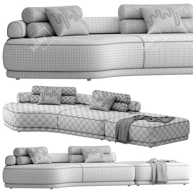 Velvet Etna Sofa 3 Colors 3D model image 16