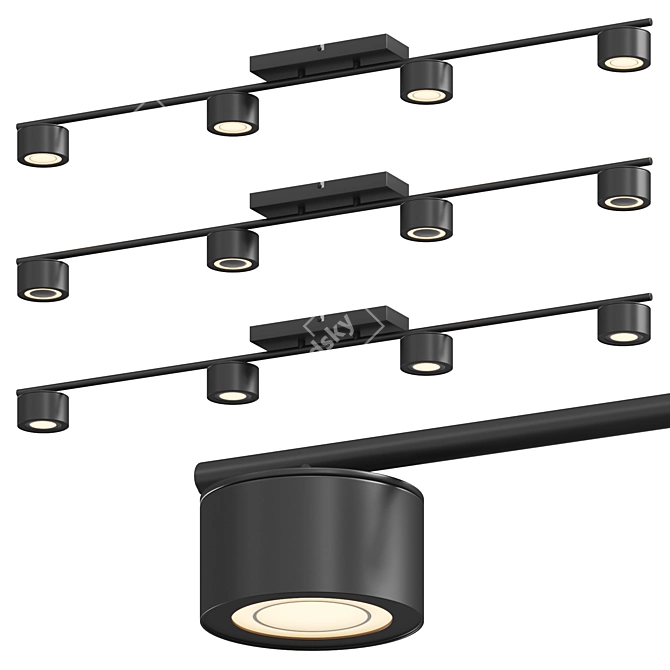 Title: Modern 4-Light Spot Fixture 3D model image 1