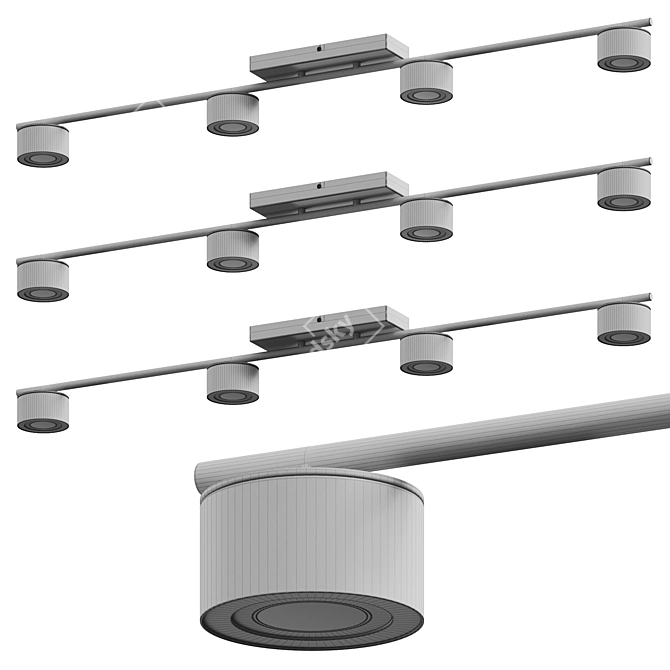 Title: Modern 4-Light Spot Fixture 3D model image 2
