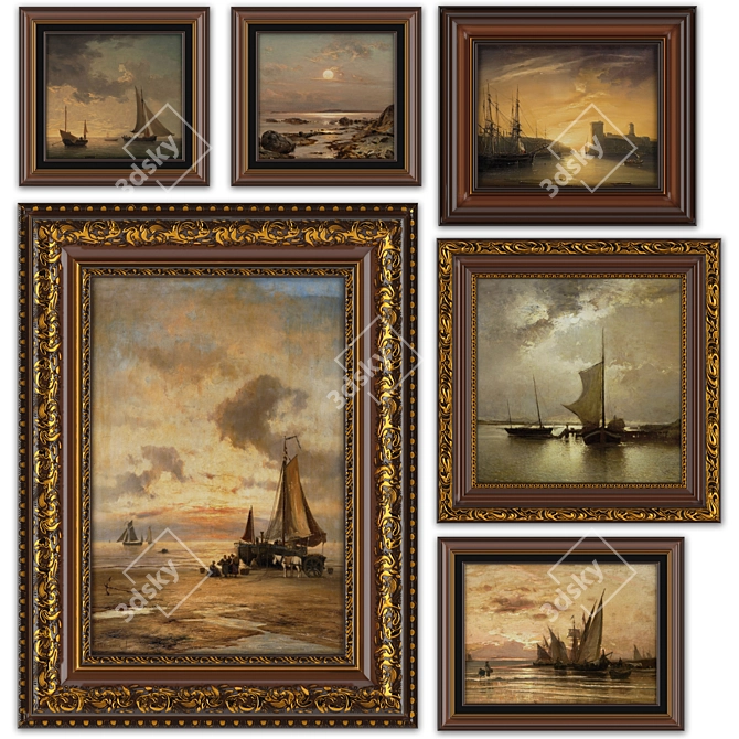 Classic Style Square Frame Art 3D model image 3